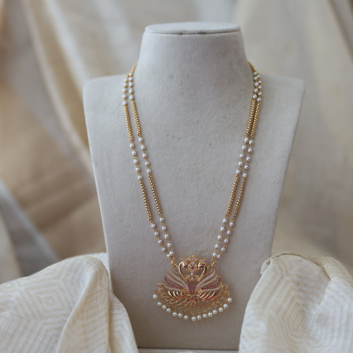 Heritage gold plated padakam long necklace HP786