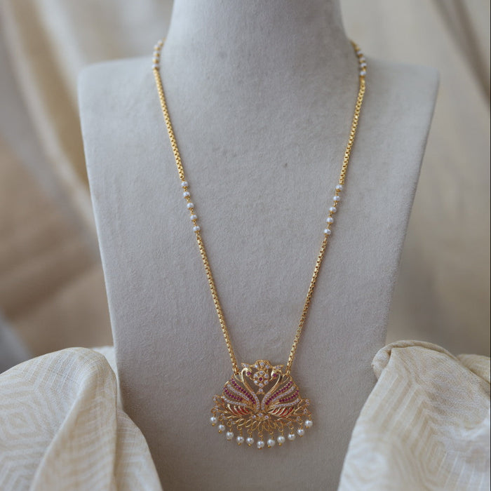 Heritage gold plated padakam long necklace HP5454