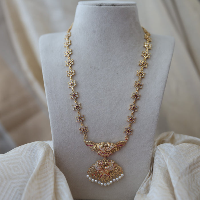 Heritage gold plated padakam long necklace HP53809