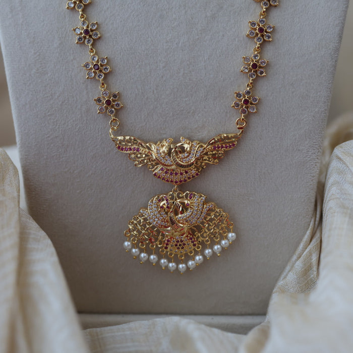 Heritage gold plated padakam long necklace HP53809