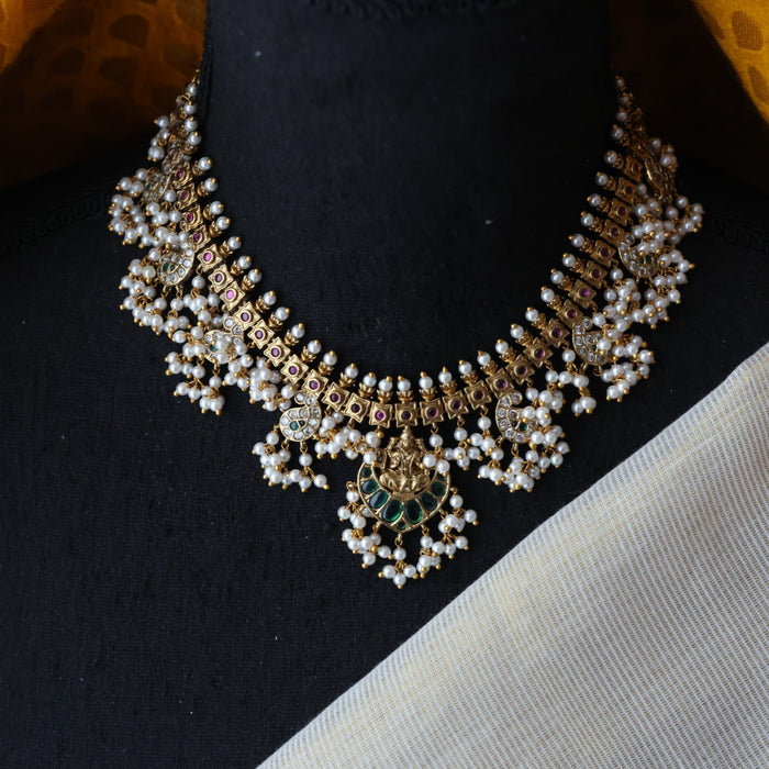 Antique pearl short necklace and earrings SS12933