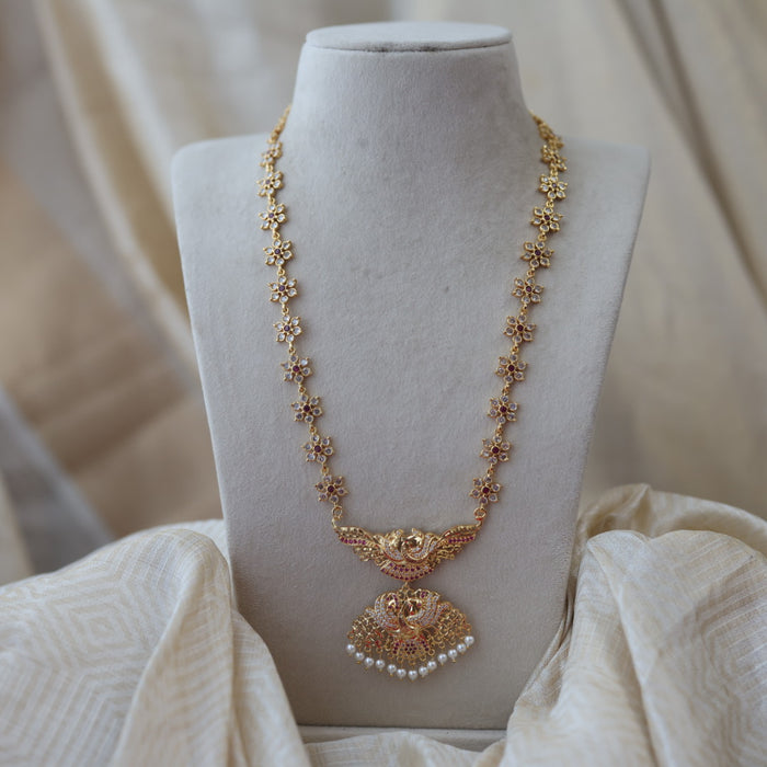 Heritage gold plated padakam long necklace HP53809