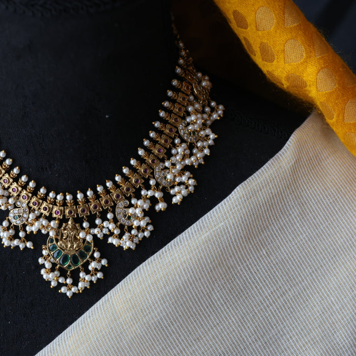Antique pearl short necklace and earrings SS12933