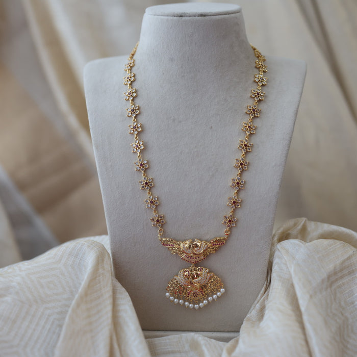 Heritage gold plated padakam long necklace HP53809