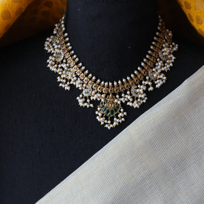 Antique pearl short necklace and earrings SS12933
