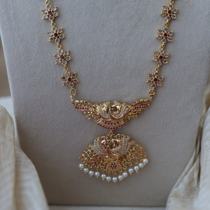 Heritage gold plated padakam long necklace HP53809