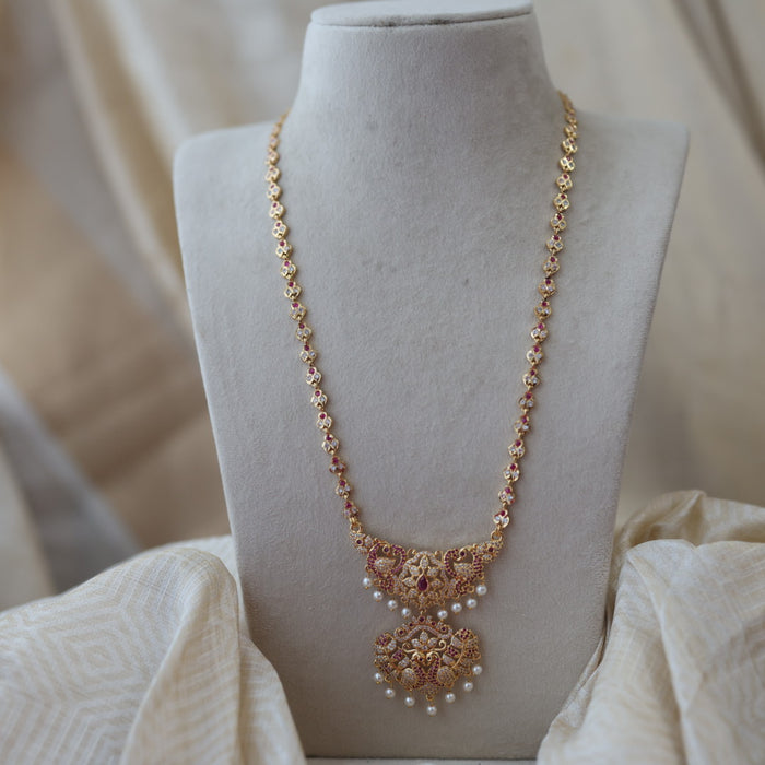 Heritage gold plated padakam long necklace HP5367
