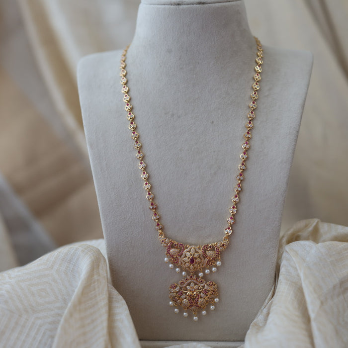 Heritage gold plated padakam long necklace HP5367