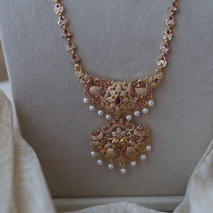 Heritage gold plated padakam long necklace HP5367