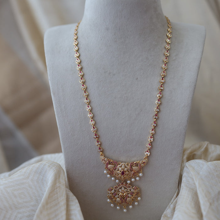 Heritage gold plated padakam long necklace HP5367