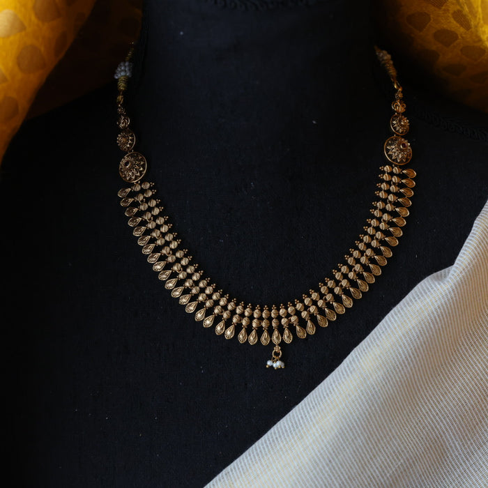 Antique gold long and short necklace and earrings HLS0012