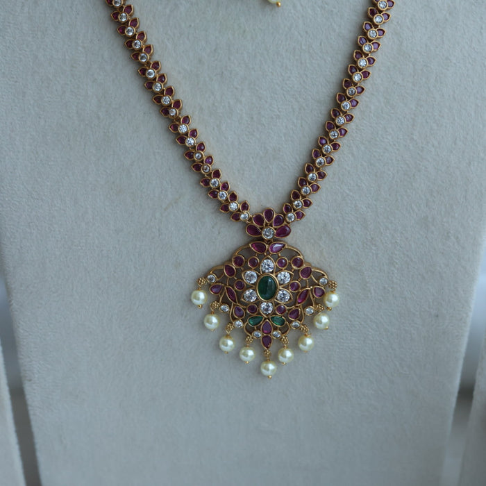 Antique long and short necklace with earrings HLS2711