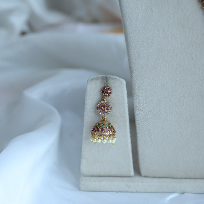 Antique long and short necklace with earrings HLS2711