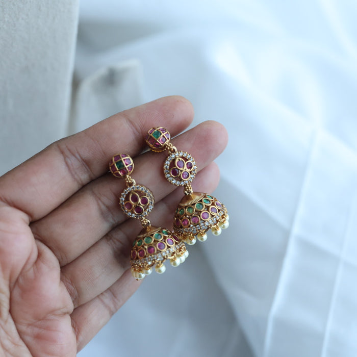 Antique long and short necklace with earrings HLS2711