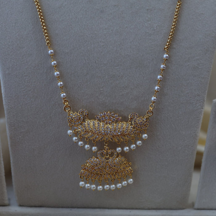 Heritage gold plated padakam long and short necklace set with earrings HPS890