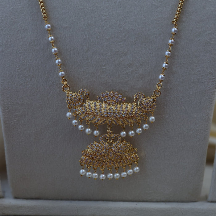 Heritage gold plated padakam long and short necklace set with earrings HPS890