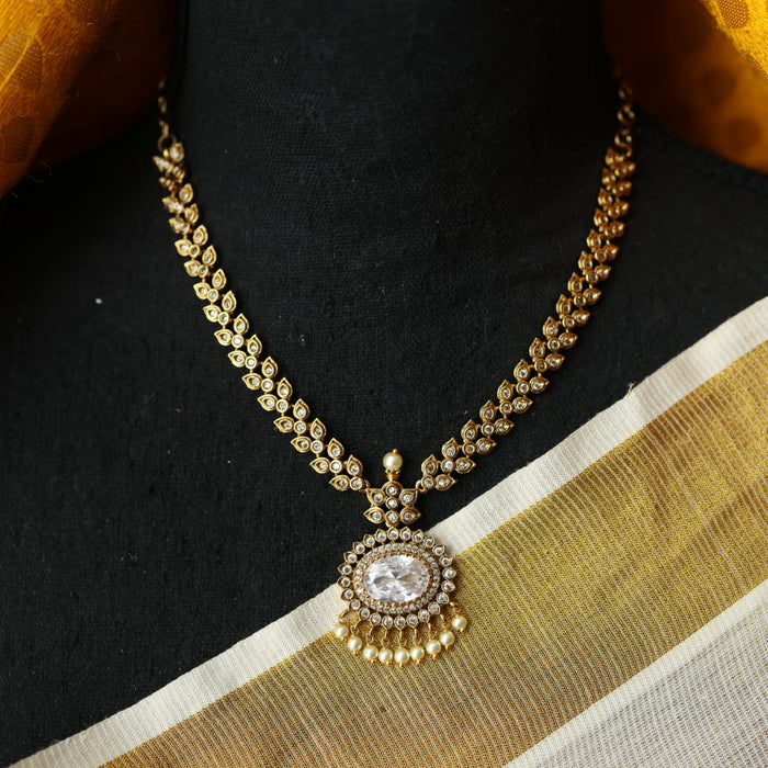 Antique white stone short necklace with earrings TTS4600
