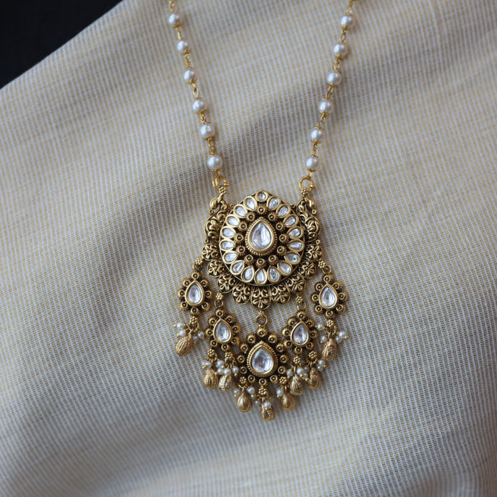 Antique pendant long necklace with earrings LL034562