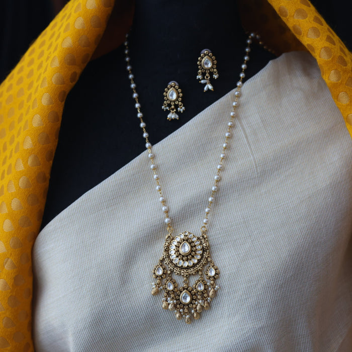 Antique pendant long necklace with earrings LL034562