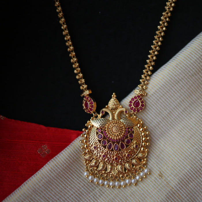Heritage gold plated padakam short necklace H6710