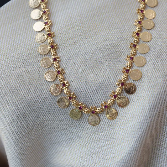 Heritage gold plated coin design long necklace with earrings HL8222