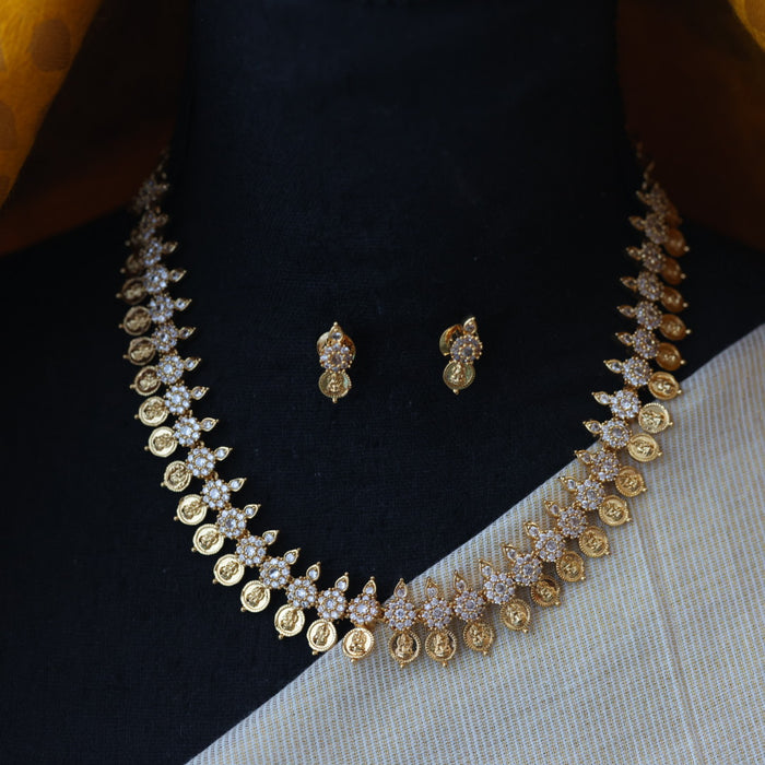 Heritage gold plated coin design short necklace with earrings H222