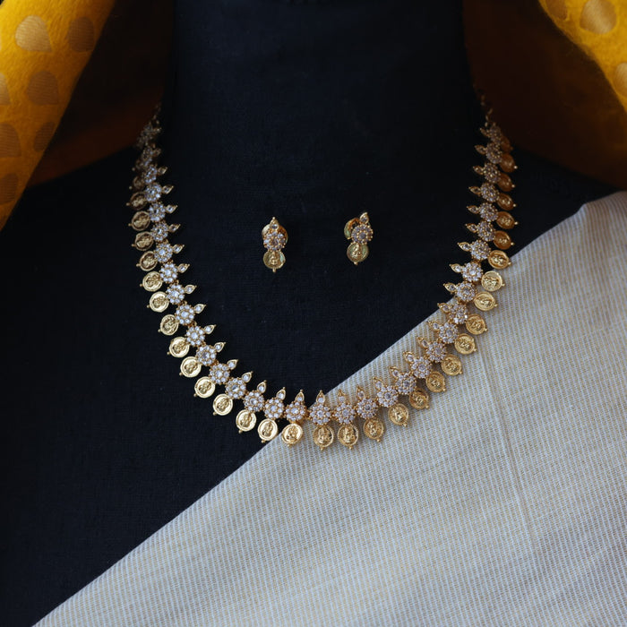 Heritage gold plated coin design short necklace with earrings H222