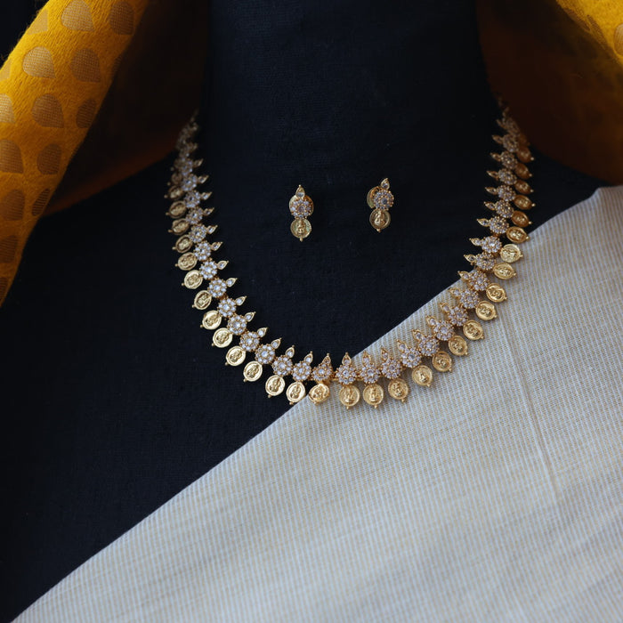 Heritage gold plated coin design short necklace with earrings H222