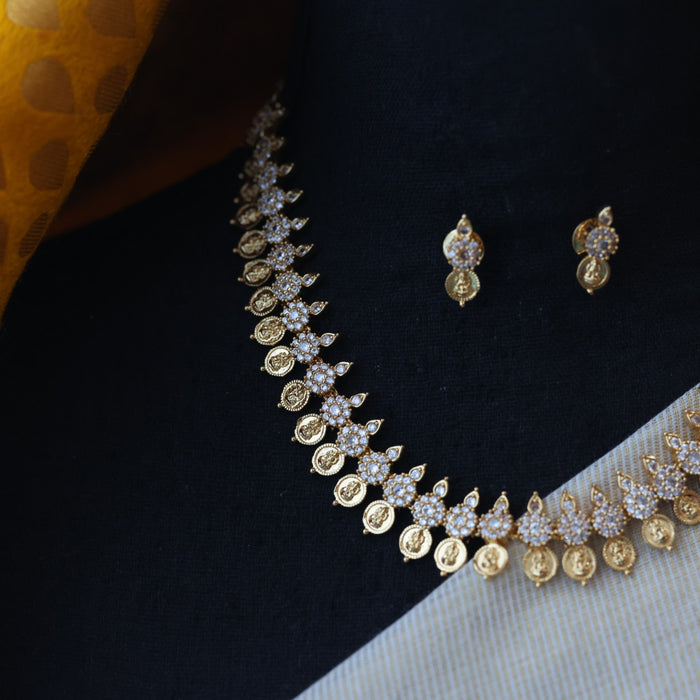 Heritage gold plated coin design short necklace with earrings H222