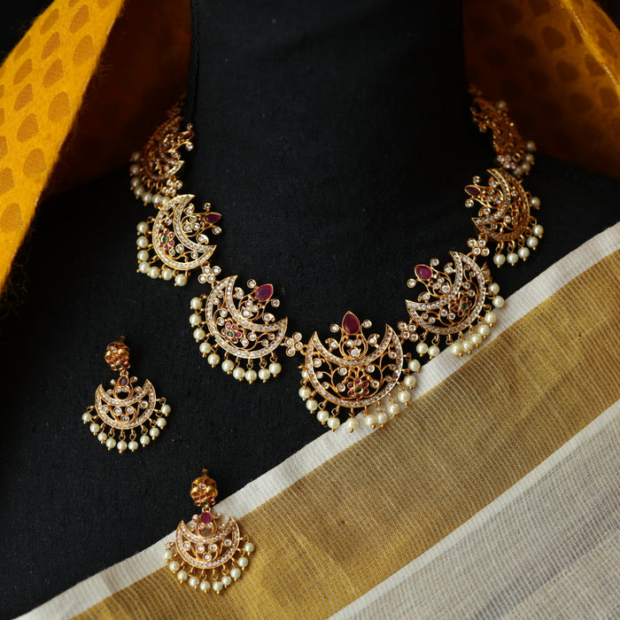 Antique pearl short necklace and earring SS12088