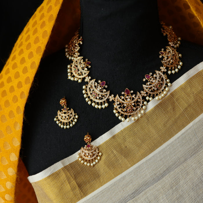 Antique pearl short necklace and earring SS12088