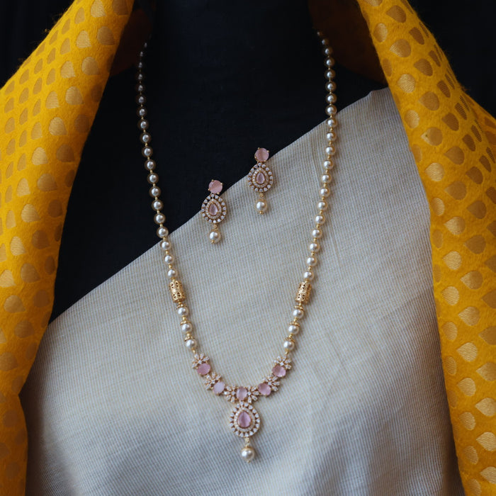 Padmini Heritage gold plated pink stone pendant long necklace with earrings HL5322