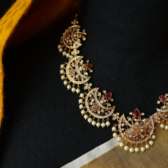 Antique pearl short necklace and earring SS12088