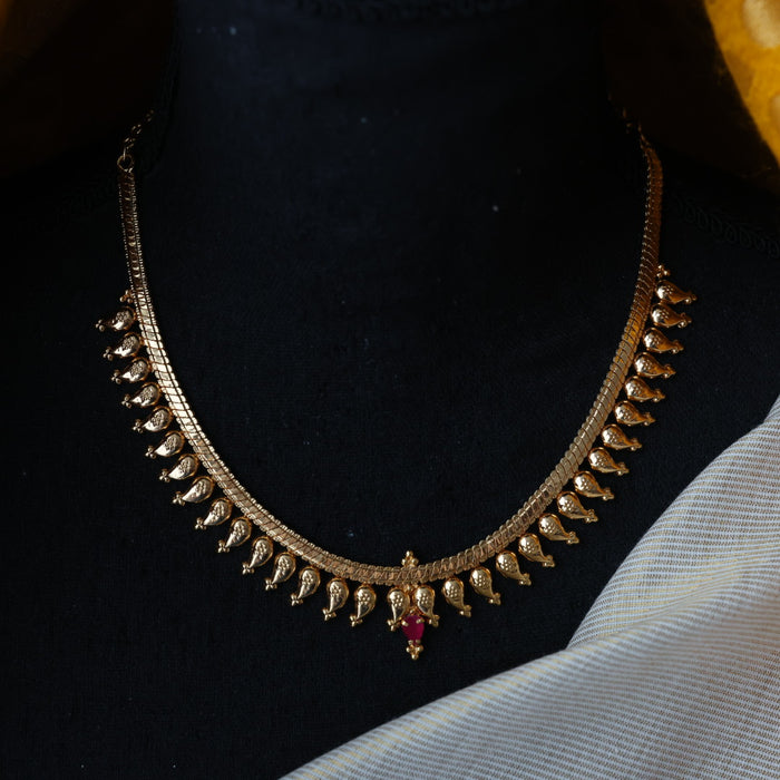 Heritage gold plated mango short necklace H786