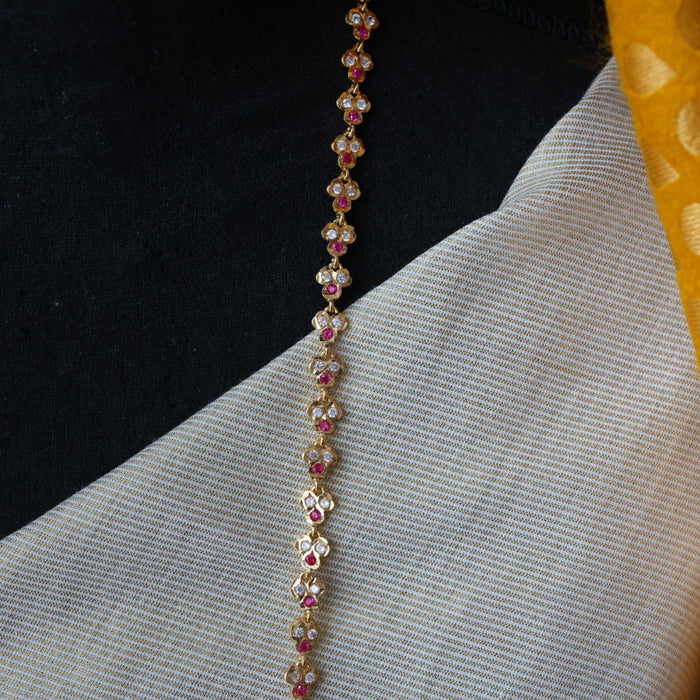 Heritage gold plated ruby white stone padakam necklace HP96344