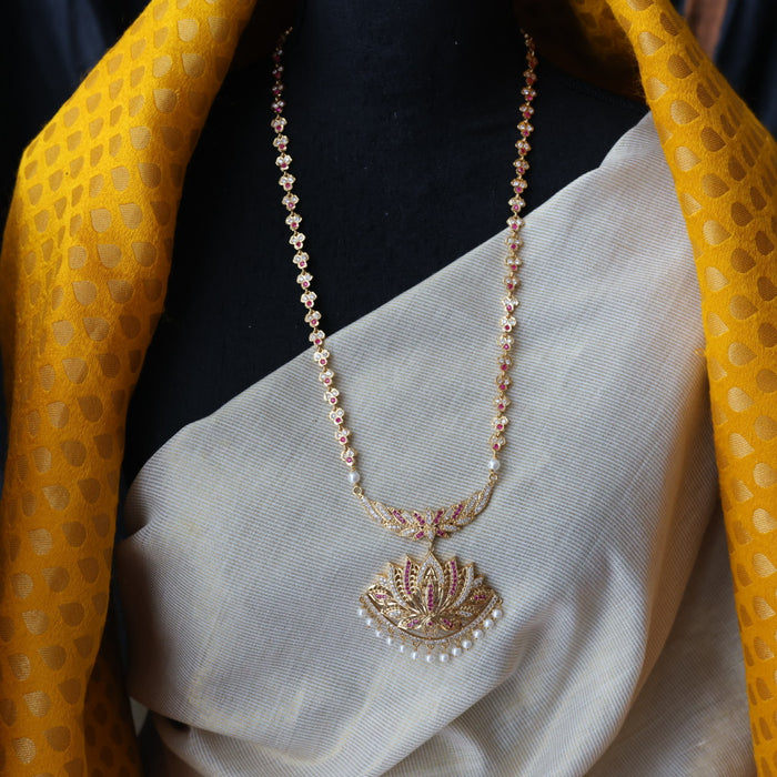 Heritage gold plated ruby white stone padakam necklace HP96344