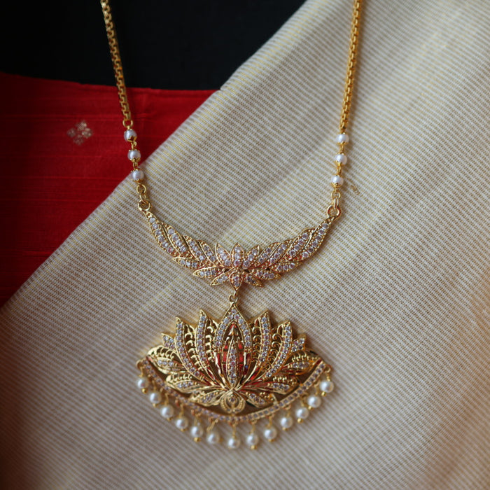 Heritage gold plated padakam necklace set with earrings H3214