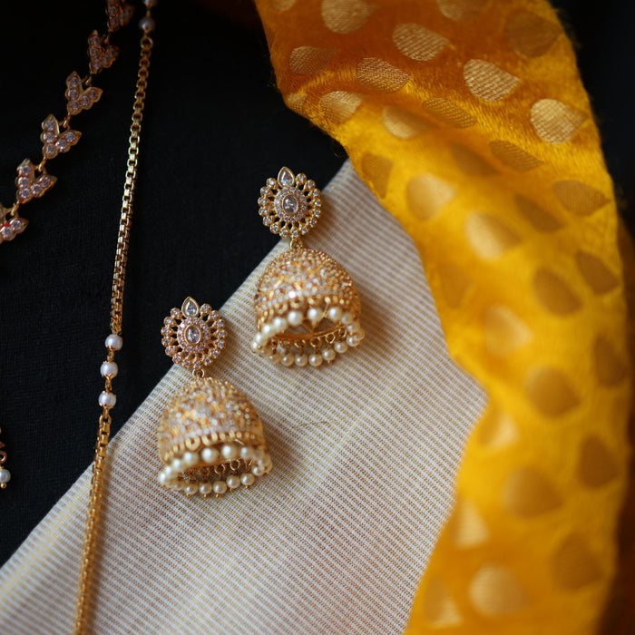 Heritage gold plated padakam necklace set with earrings H3214