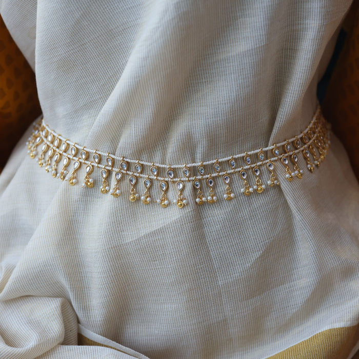 Trendy kundan pearl waistchain TW34551