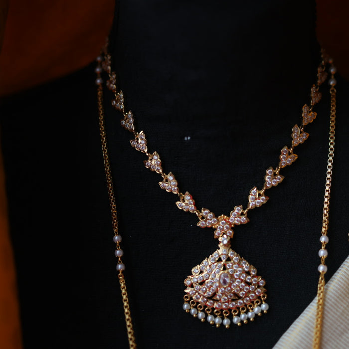 Heritage gold plated padakam necklace set with earrings H3214