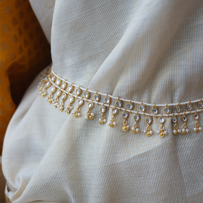Trendy kundan pearl waistchain TW34551