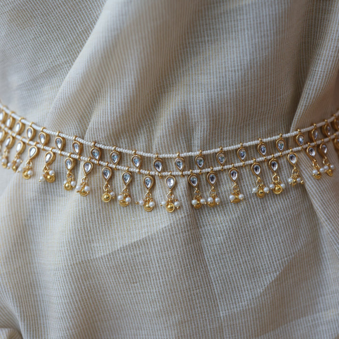 Trendy kundan pearl waistchain TW34551