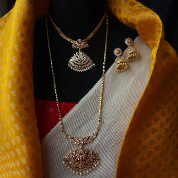 Heritage gold plated padakam necklace set with earrings HP32156