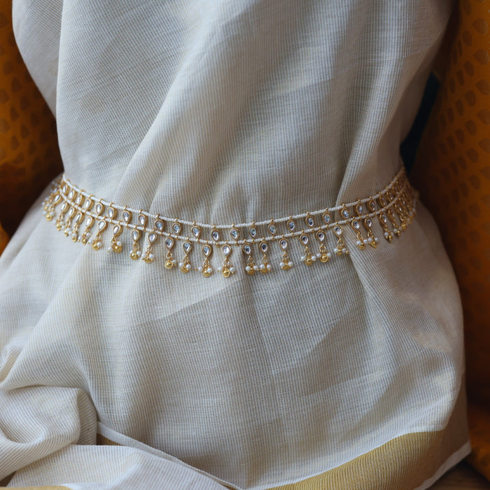 Trendy kundan pearl waistchain TW34551