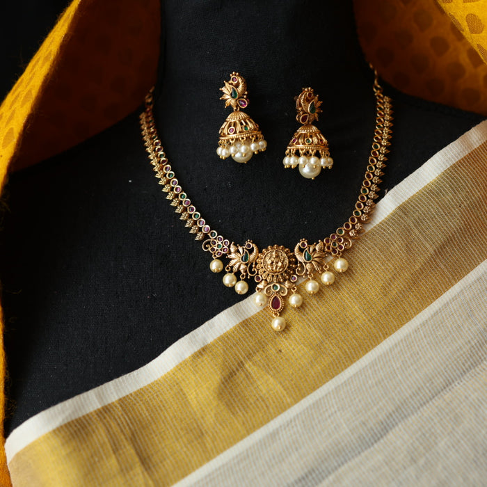 Antique short necklace with earrings TTS46021