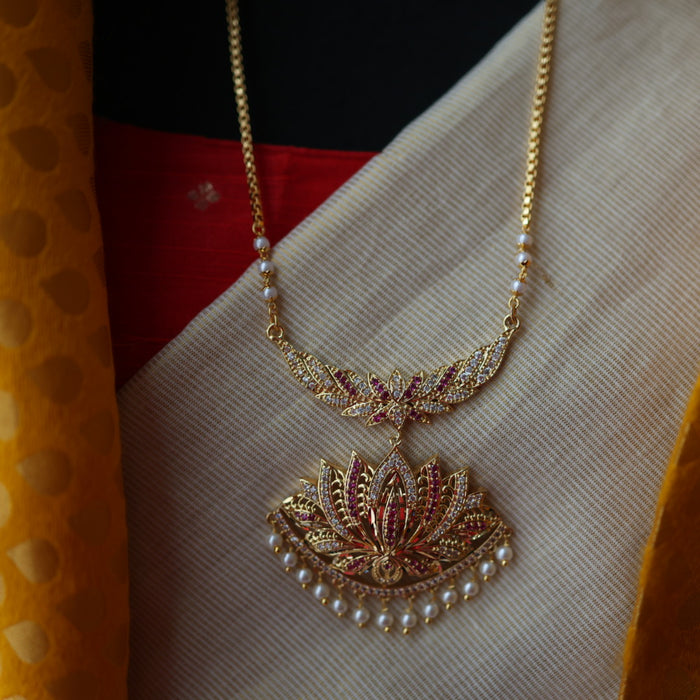Heritage gold plated padakam necklace set with earrings HP32156