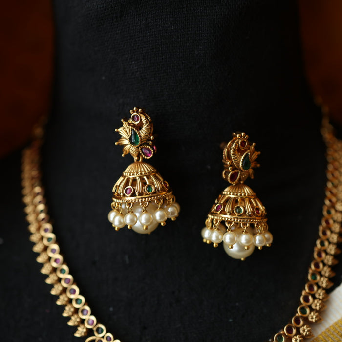 Antique short necklace with earrings TTS46021