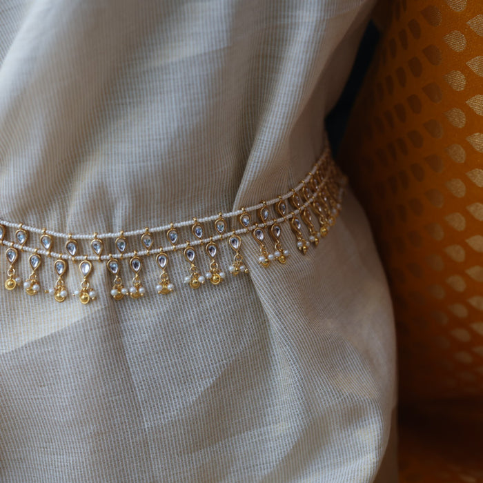 Trendy kundan pearl waistchain TW34551