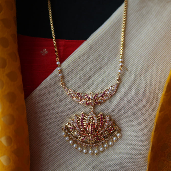Heritage gold plated padakam necklace set with earrings HP32156