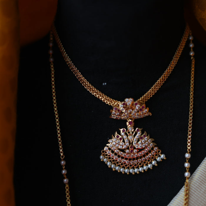 Heritage gold plated padakam necklace set with earrings HP32156